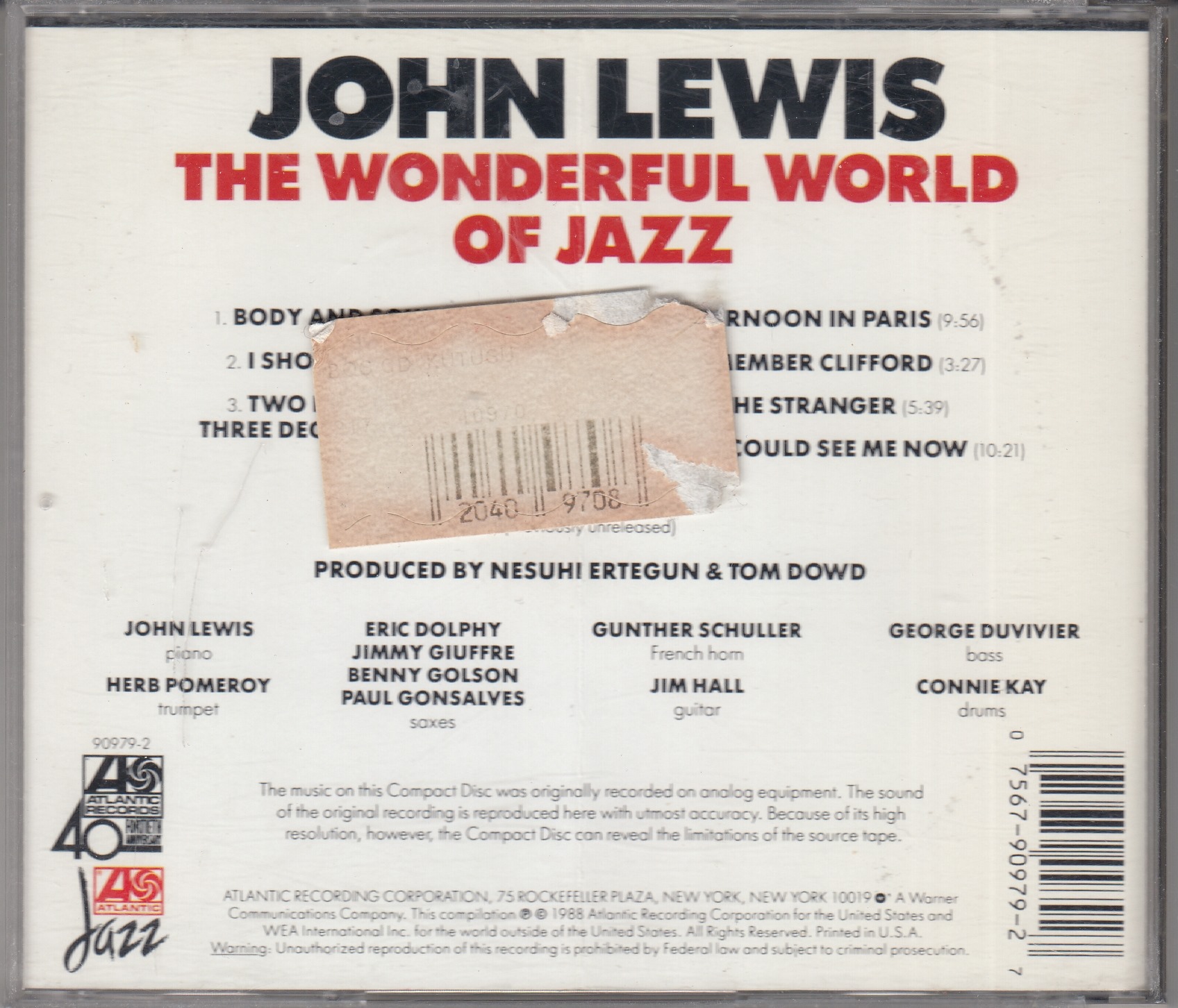 John EWIS - The Wonderful World Of Jazz - ATLANTIC JAZZ 7 90979-2 - Amerika 1988 - Görsel 2