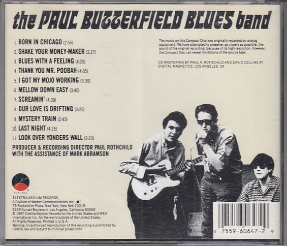 The Paul Butterfield Blues Band - The Paul Butterfield Blues Band - ELEKTRA 7294-2 - Amerika 1987 - Görsel 2