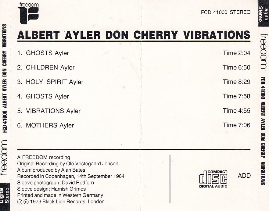 Albert AYLER - Don CHERRY - Vibrations - FREEDOM FCD 41000 - internasyonal - Görsel 2
