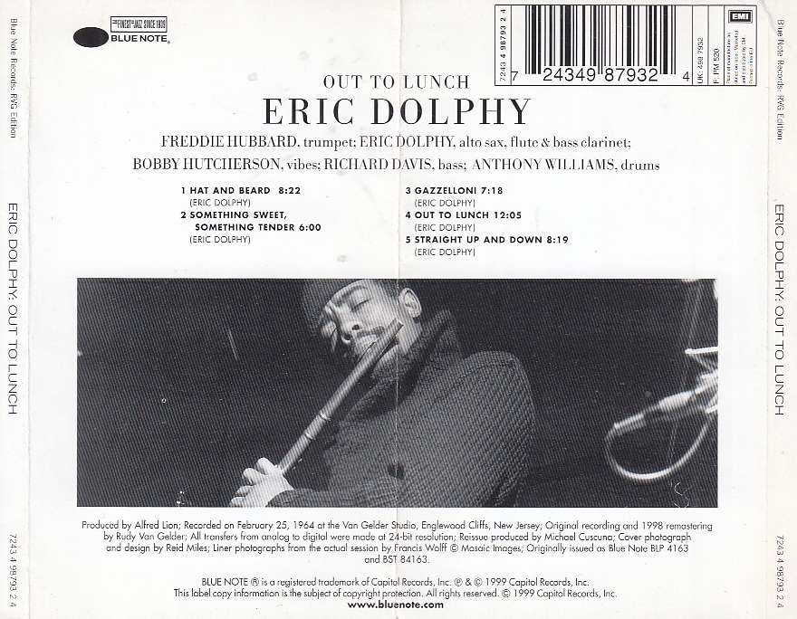 Eric DOLPHY - Out To Lunch - BLUE NOTE 7243 4 98793 2 4 - EU 1999 - Görsel 2